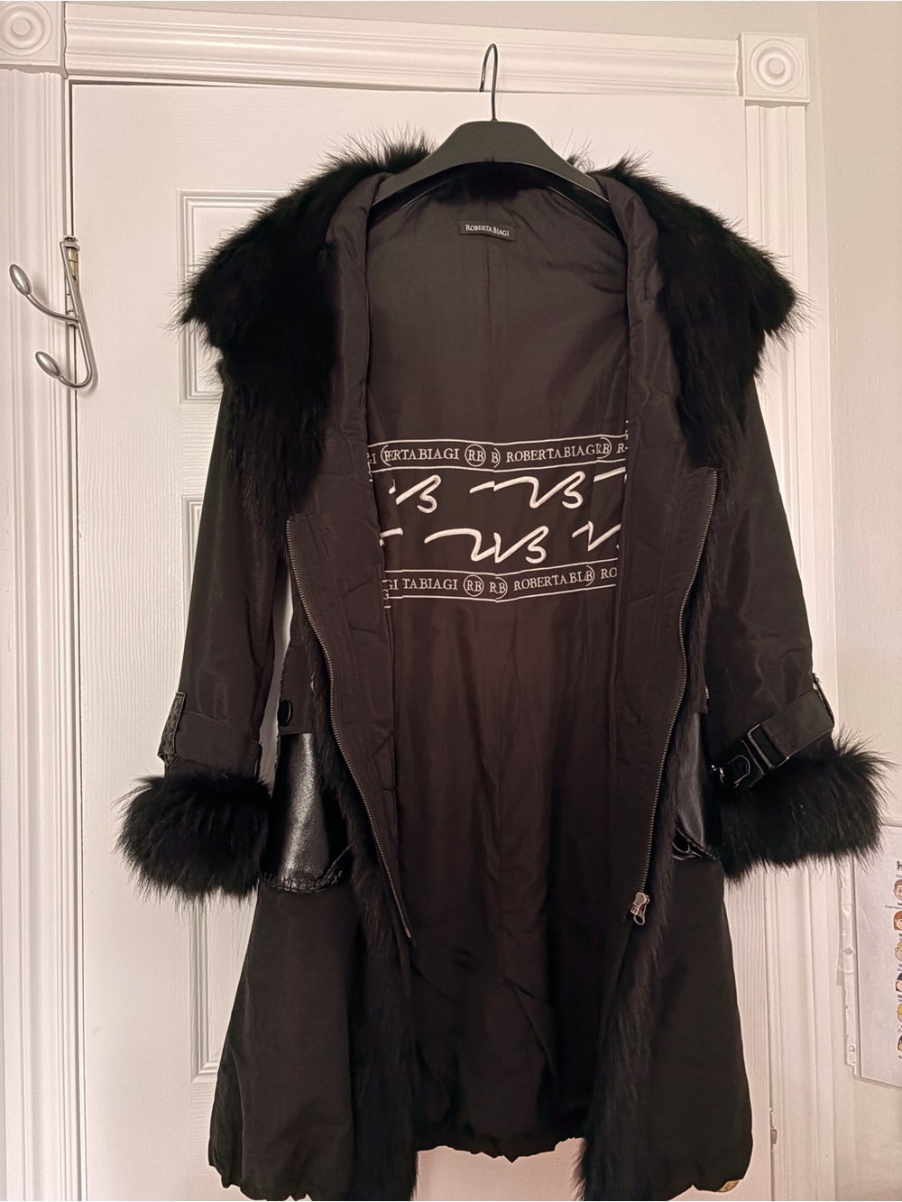 Black Fur-Trimmed Women's Coat